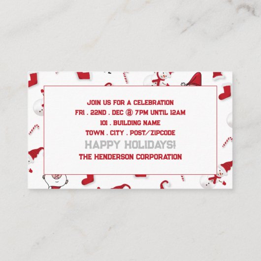 Kerstman en Sneeuwman, het Ticket van het Kerstmis Informatiekaartje (Achterkant)