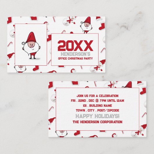 Kerstman en Sneeuwman, het Ticket van het Kerstmis Informatiekaartje (Voorkant / Achterkant)