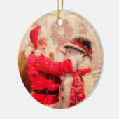 Kerstman en Sneeuwman Keramisch Ornament (Links)