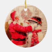 Kerstman en Sneeuwman Keramisch Ornament (Achterkant)