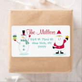 Kerstman en Sneeuwman Kerstmis Retouradres Etiket (Insitu)