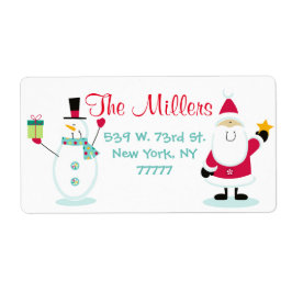 Kerstman en Sneeuwman Kerstmis Retouradres Etiket