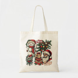 Kerstman en Sneeuwman klaar voor Kerstmis op een Tote Bag