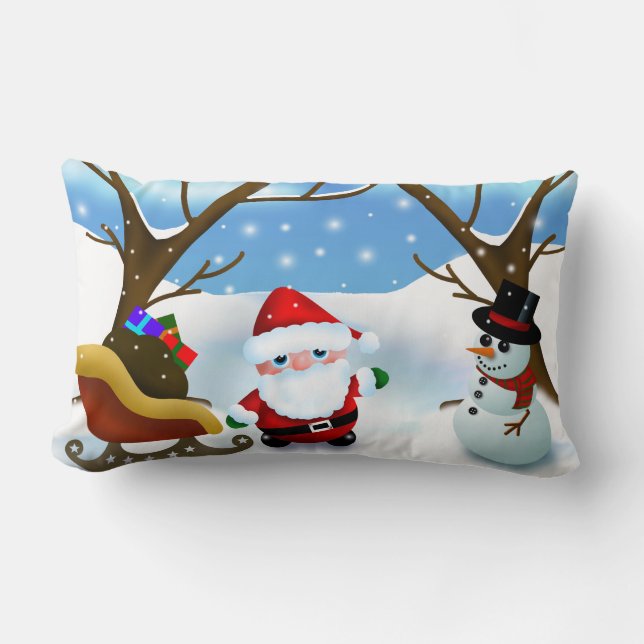 Kerstman en Sneeuwman Kussen (Voorkant)