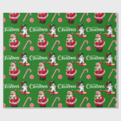  kerstman en sneeuwman met sneeuwpakpapier cadeaupapier (Vlak)