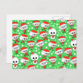 Kerstman en Sneeuwman op Groen. Feestdagenkaart (Voorkant / Achterkant)