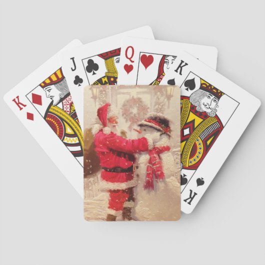 Kerstman en Sneeuwman Pokerkaarten (Achterkant)