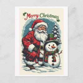 Kerstman en Sneeuwman Wensen je een Prettig Kerstf Feestdagenkaart