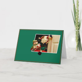 Kerstman en Sneeuwman Wenskaart Feestdagen Kaart