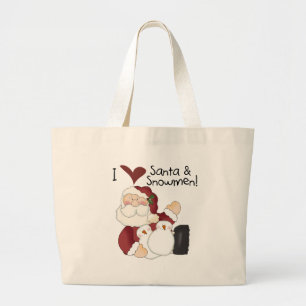 Kerstman en Sneeuwmannen T-shirts en geschenken Grote Tote Bag