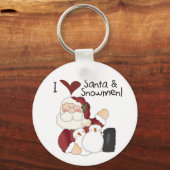 Kerstman en Sneeuwmannen T-shirts en geschenken Sleutelhanger (Voorkant)