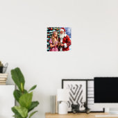 Kerstman en Sneeuwmeisje Feestelijke Kerstmis Poster (Thuiskantoor)