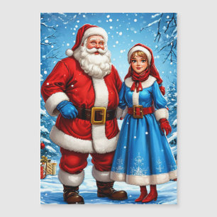 Kerstman en Sneeuwmeisje Magnetische Uitnodiging