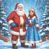 Kerstman en Sneeuwmeisje Sticker (Voorkant)