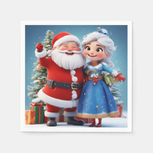 Kerstman en Sneeuwmeisje vieren Kerstmis Servet