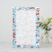 Kerstman en sneeuwpop op blauw. briefpapier (Staand voorkant)
