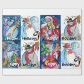 KERSTMAN EN SNEEUWPOP VROLIJKE KERST FEESTDAGEN CADEAUPAPIER (Vlak)