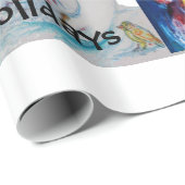 KERSTMAN EN SNEEUWPOP VROLIJKE KERST FEESTDAGEN CADEAUPAPIER (Rol Hoek)