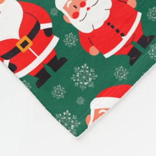 Kerstman en sneeuwvlokken   Groene Kinder naam Fleece Deken