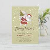 kerstman en sneeuwvlokken kerstfeest kaart (Staand voorkant)