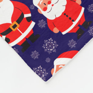 Kerstman en sneeuwvlokken   Navy Blue Kinder naam Fleece Deken