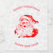 Kerstman en sneeuwvlokken wijn etiket (Enkel label)