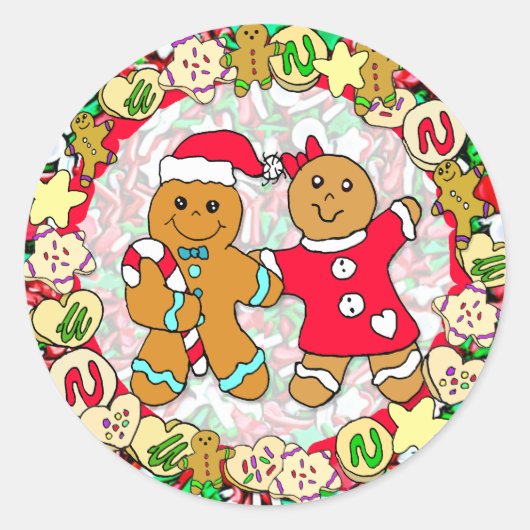 kerstman en Snoep Sprinkle Ronde Sticker (Voorkant)