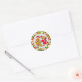 kerstman en Snoep Sprinkle Ronde Sticker (Envelop)