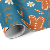 Kerstman en snoepstok patroon cadeaupapier (Rol Hoek)