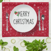 Kerstman en Snowflakes Kitchen Towel Theedoek (Gevouwen)