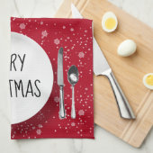 Kerstman en Snowflakes Kitchen Towel Theedoek (Quarter Fold)