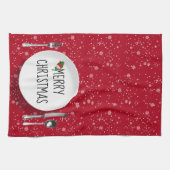 Kerstman en Snowflakes Kitchen Towel Theedoek (Horizontaal)