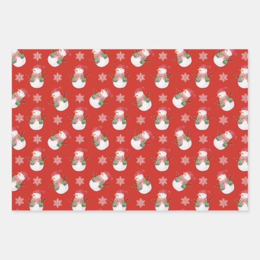 Kerstman en Snowflakes Red Inpakpapier Vel (Voorkant 2)