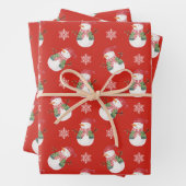 Kerstman en Snowflakes Red Inpakpapier Vel (In situ)