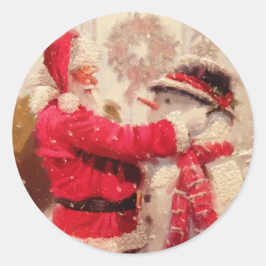  Kerstman en Snowman Envelope Seal Ronde Sticker (Voorkant)