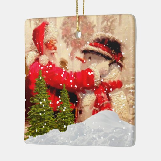  kerstman en Snowman kerstversiering Keramisch Ornament (Links)