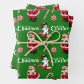  Kerstman en Snowman met sneeuw Inpakpapier Vel (In situ)