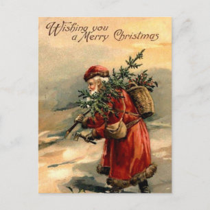 Kerstman en spar briefkaart