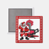 kerstman en steenkolenstovenbrander magneet (Voorkant / Achterkant)