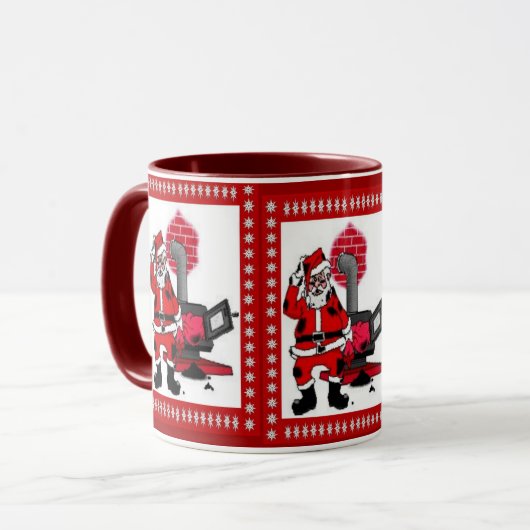 kerstman en steenkolenstovenbrander mok (Voorkant links)