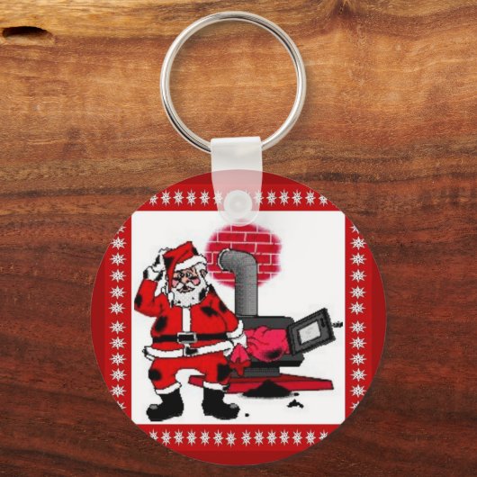  kerstman en steenkolenstovenbrander sleutelhanger (Voorkant)