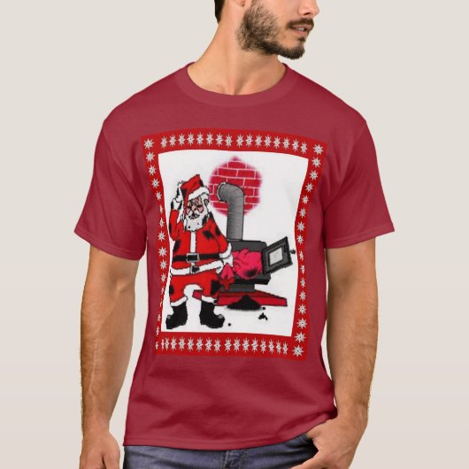  kerstman en steenkolenstovenbrander t-shirt (Voorkant)