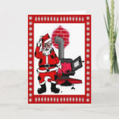 kerstman en steenkool Stove Burner Holida Feestdagen Kaart (Voorkant)