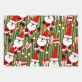 Kerstman en strepen kitsch inpakpapier vel (Voorkant 3)