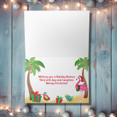 Kerstman en tropische vogels met kerstmis feestdagen kaart