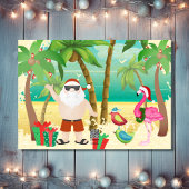 Kerstman en tropische vogels met kerstmis feestdagen kaart