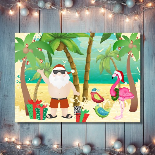 Kerstman en tropische vogels met kerstmis feestdagen kaart