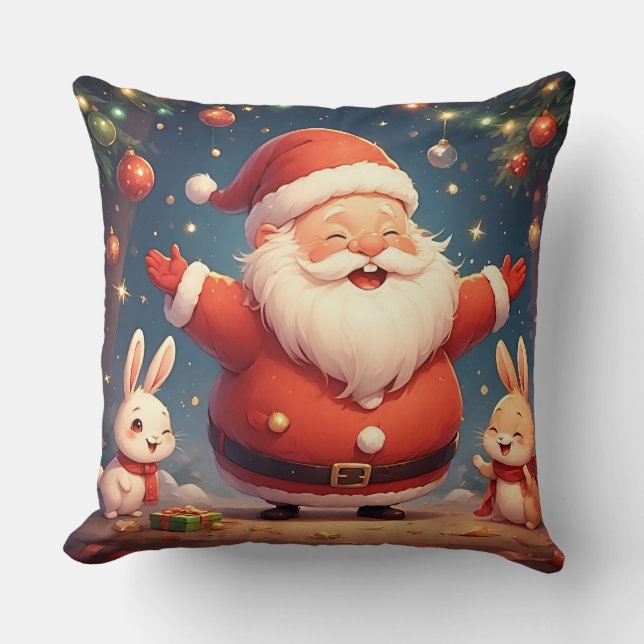 Kerstman en twee vrolijke konijnen kussen (Voorkant)