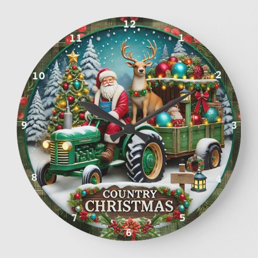 Kerstman en vakantie decoraties grote klok (Voorkant)