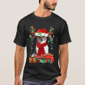 Kerstman en verlichting hond Jack Russell Terri T-shirt (Voorkant)
